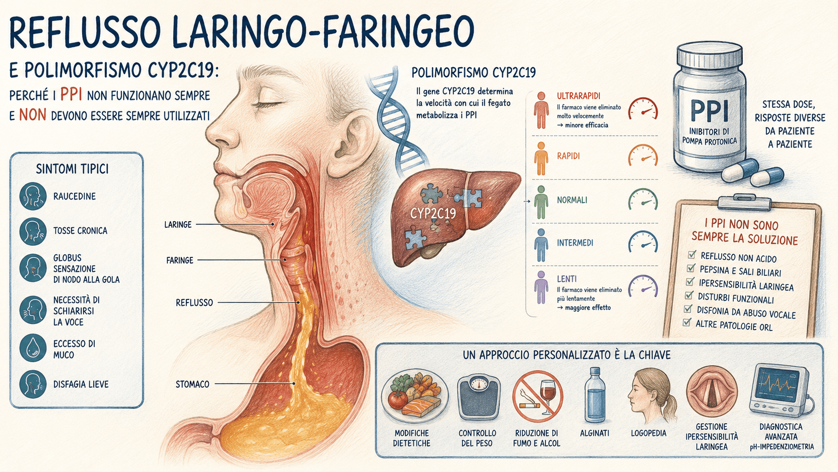 Reflusso laringo-faringeo e utilizzo dei PPI in otorino: perché non funzionano sempre? Il ruolo della farmacogenetica e del polimorfismo CYP2C19