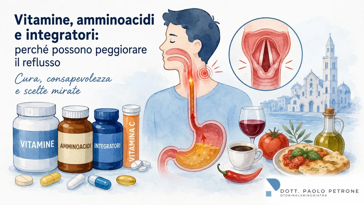 Vitamine, amminoacidi e integratori alimentari: possono peggiorare il reflusso gastroesofageo e il reflusso laringofaringeo? Il parere dell’otorino